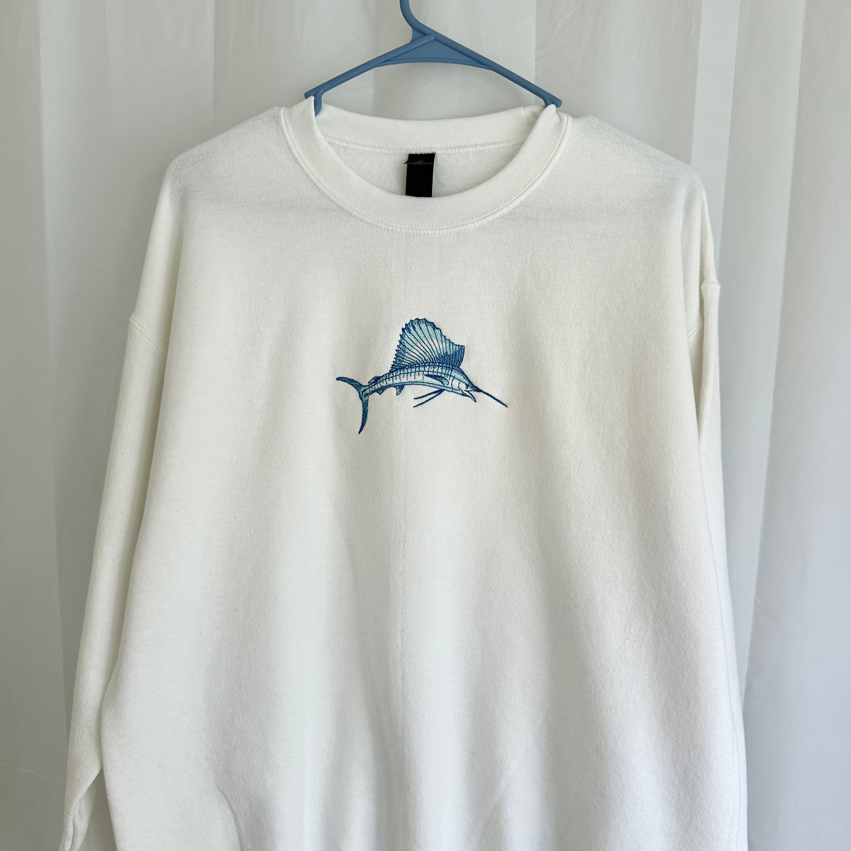 Embroidered White Sailfish Crew