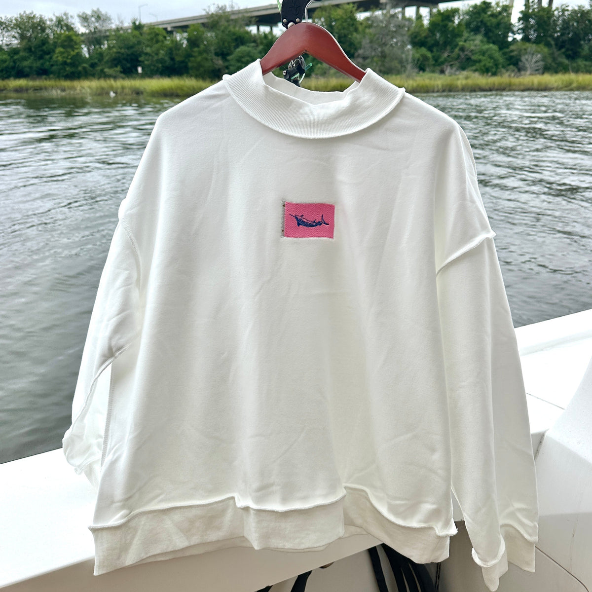White Release Flag Mockneck